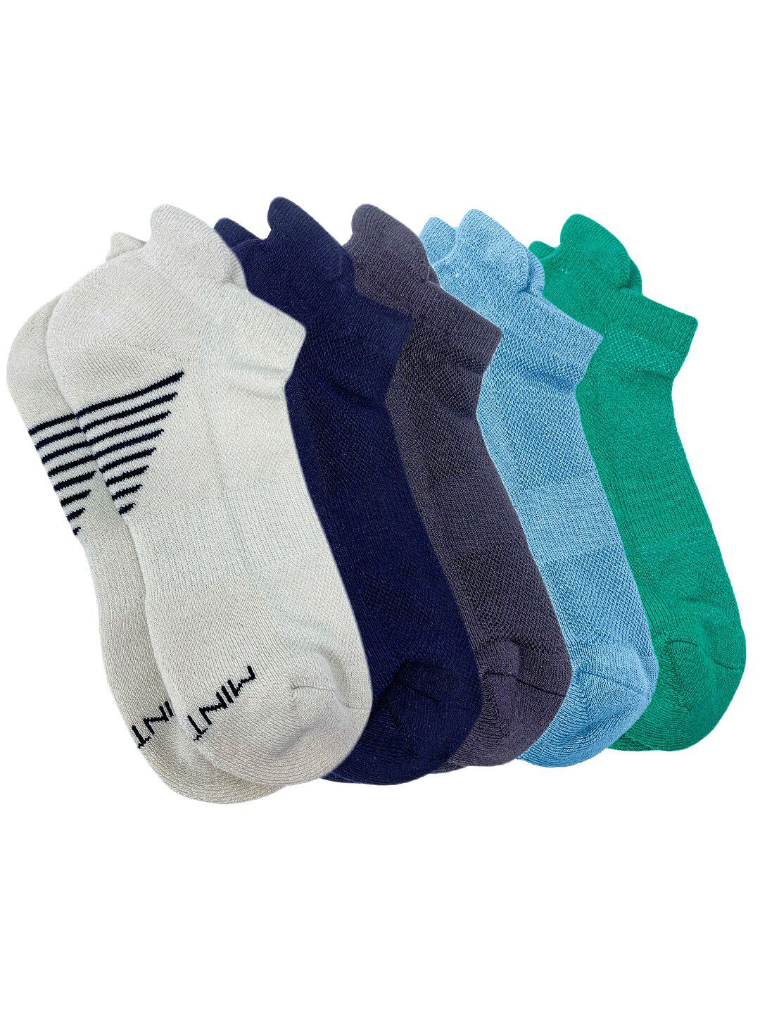 Mint & Oak Men Pack Of 5 Striped Ankle-Length Socks-image-5