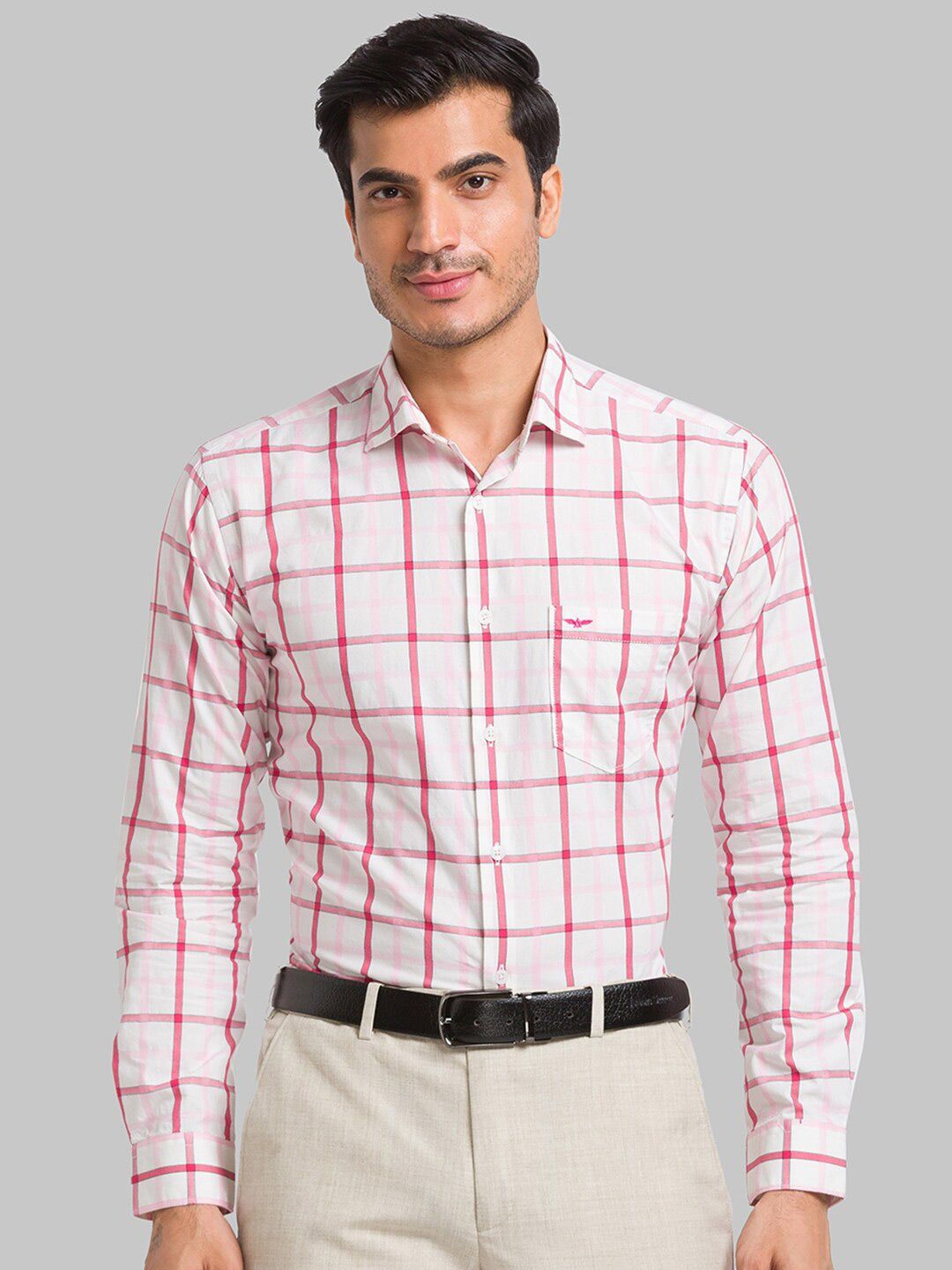 Park Avenue Slim Fit Windowpane Checked Pure Cotton Formal Shirt-picture-11