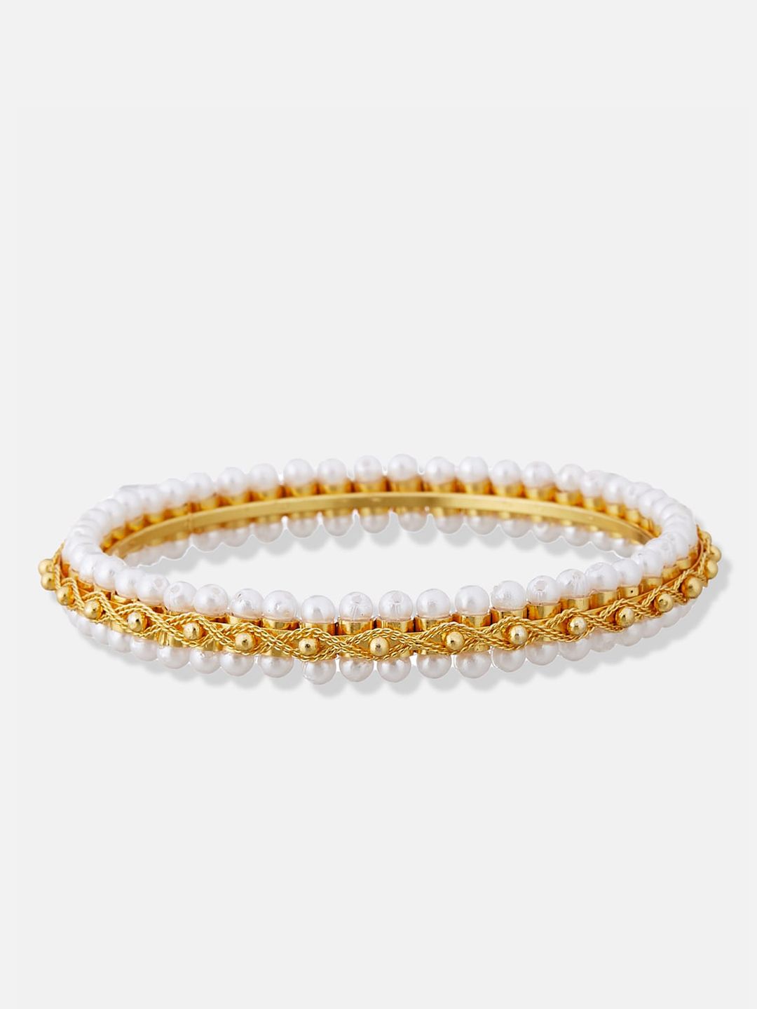 ATIBELLE Set Of 2 Gold-Plated Beaded Bangles