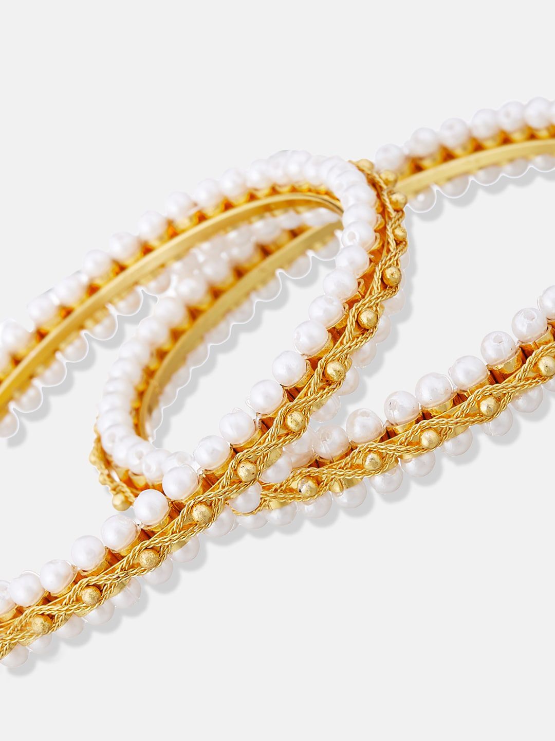 ATIBELLE Set Of 2 Gold-Plated Beaded Bangles