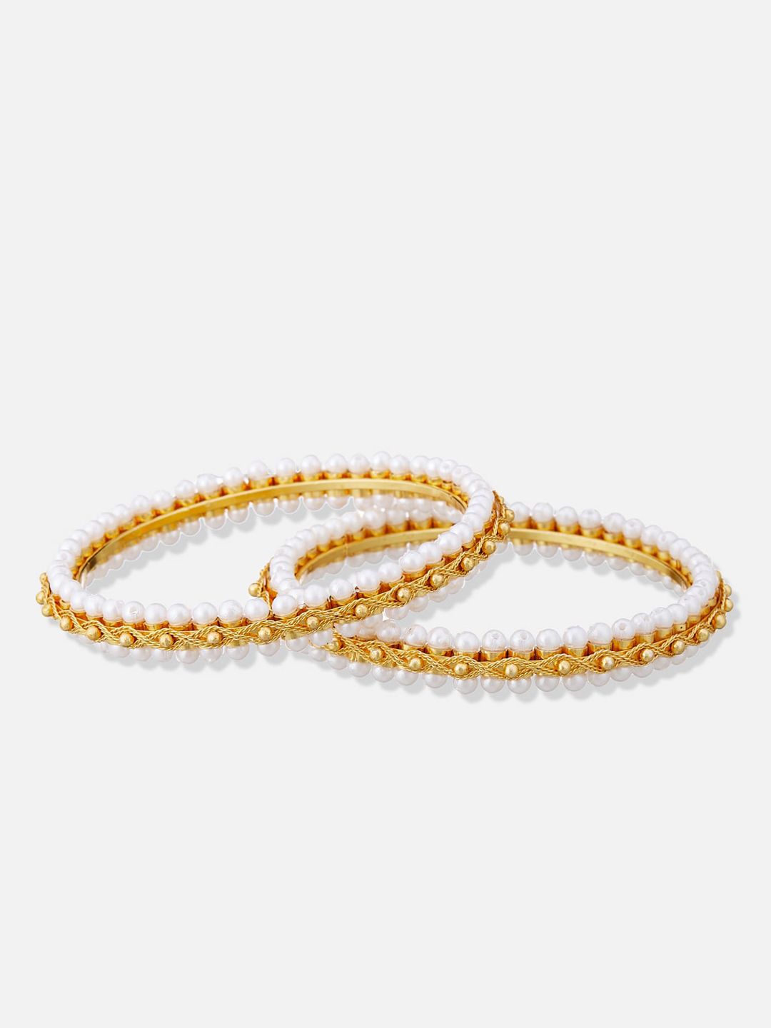 ATIBELLE Set Of 2 Gold-Plated Beaded Bangles