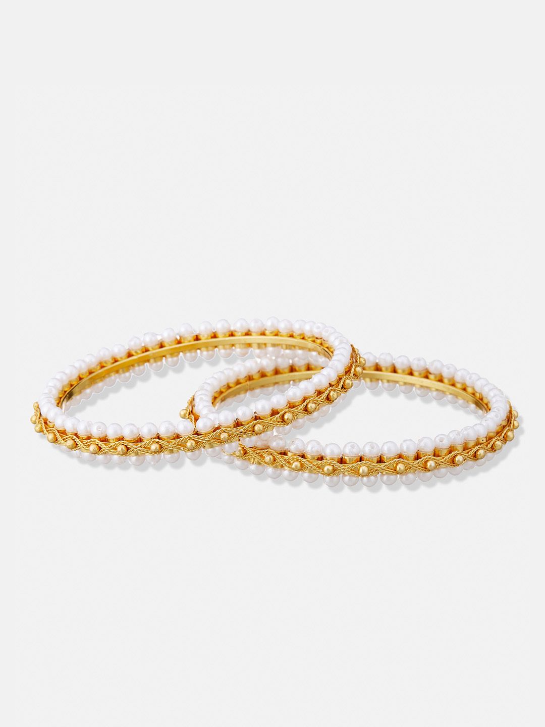 ATIBELLE Set Of 2 Gold-Plated Beaded Bangles