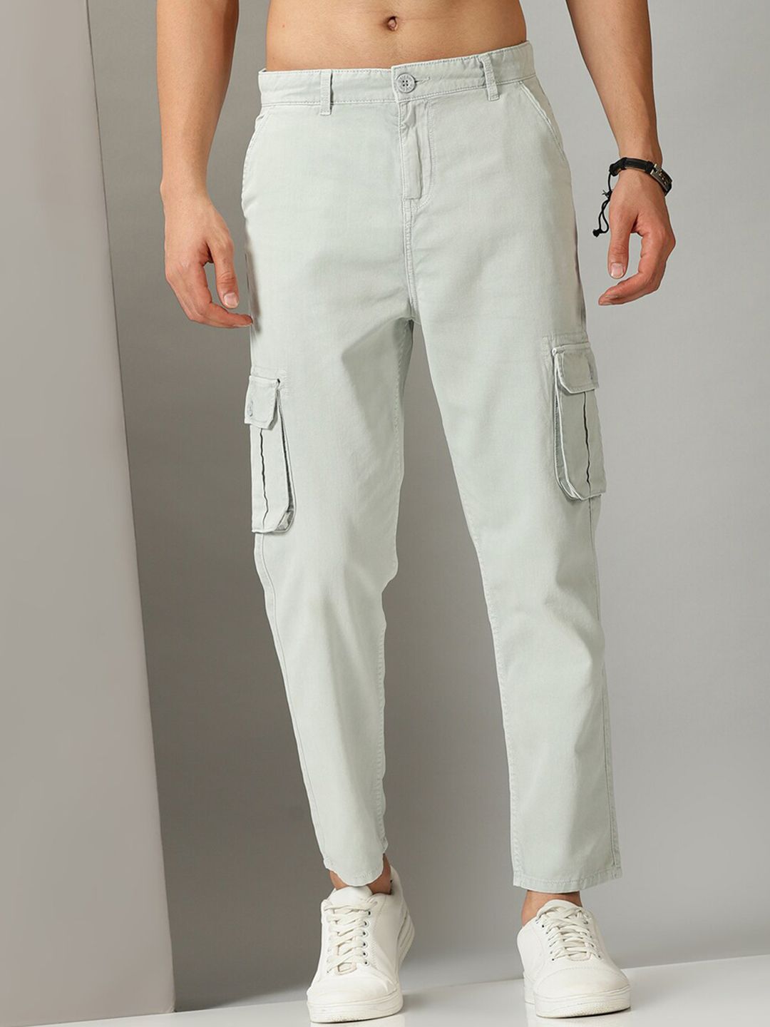 Grey Loose Fit Cargos for Men By Being Human Clothing
