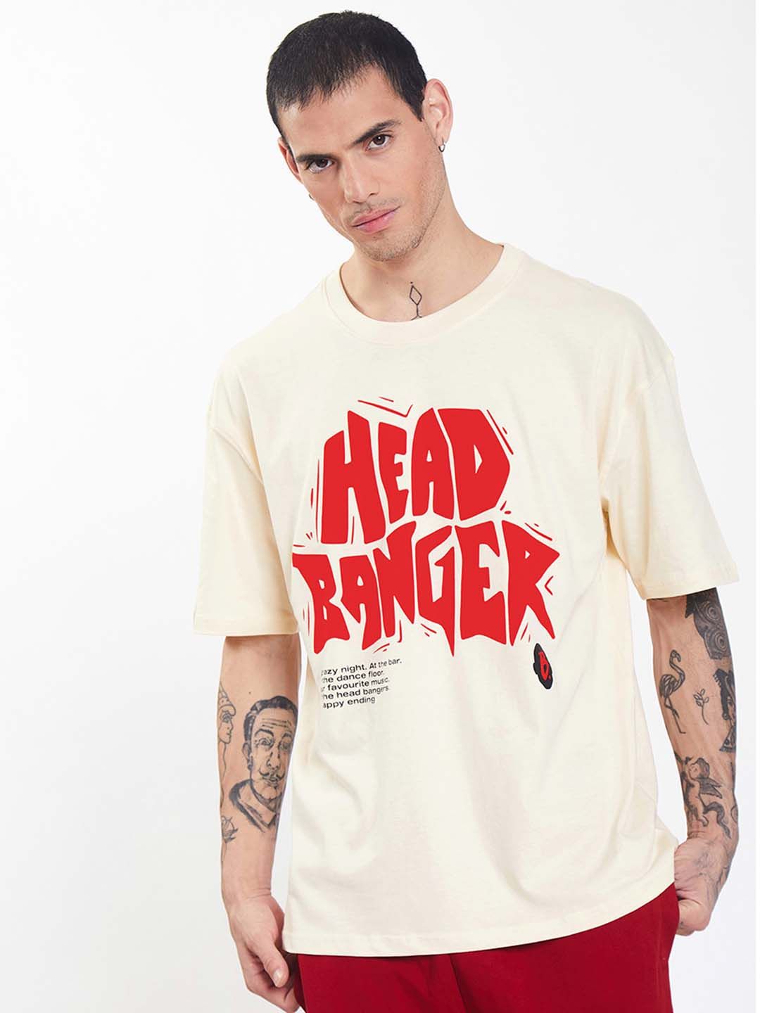 Bonkers Corner Typography Printed Drop Shoulder Sleeves Cotton Loose Fit  T-shirt - Price History