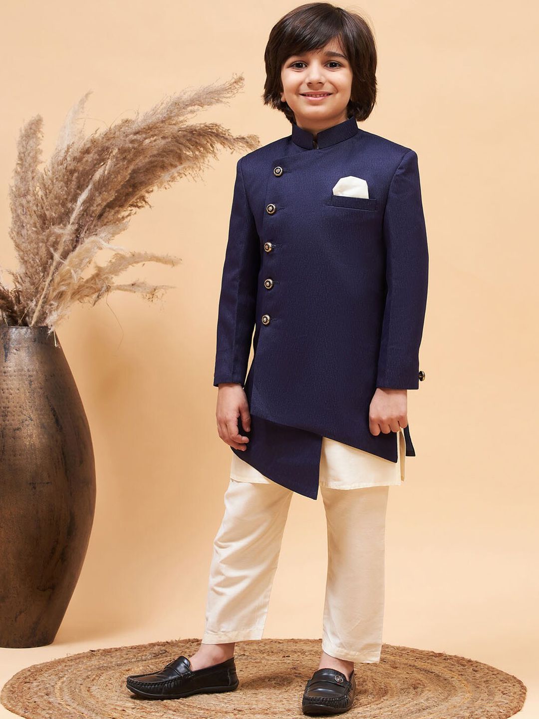 VASTRAMAY Indo Western Angrakha Sherwani Set-picture-33