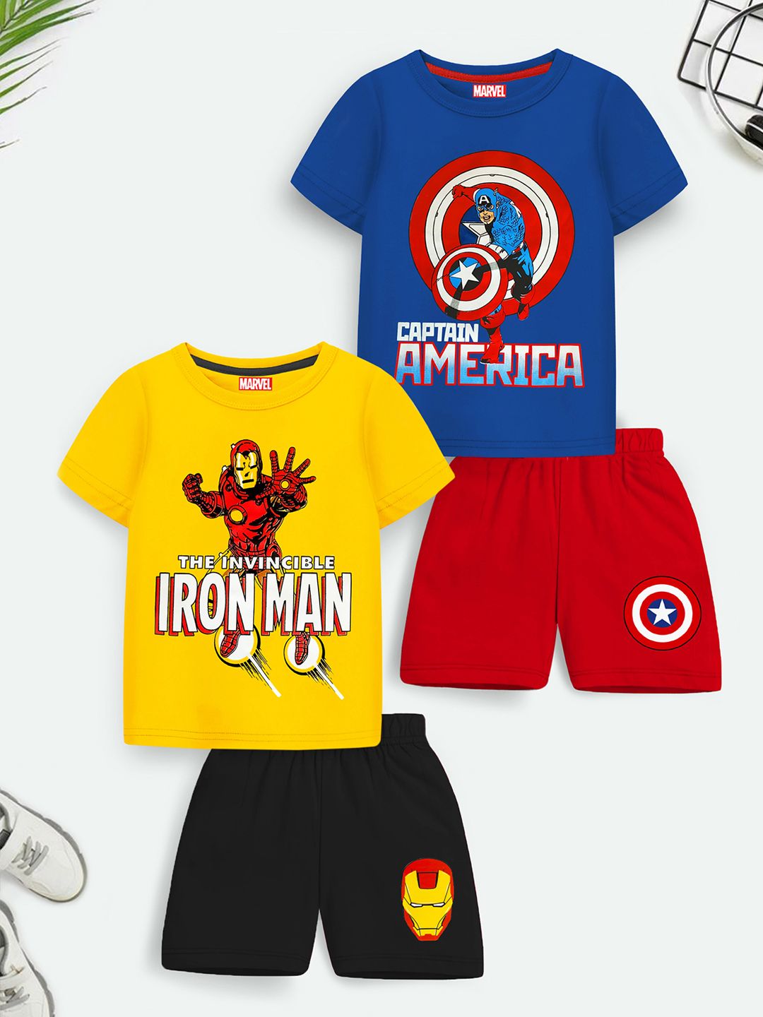 YK Marvel Boys Pack Of 2 Printed T-shirt with Shorts-picture-25