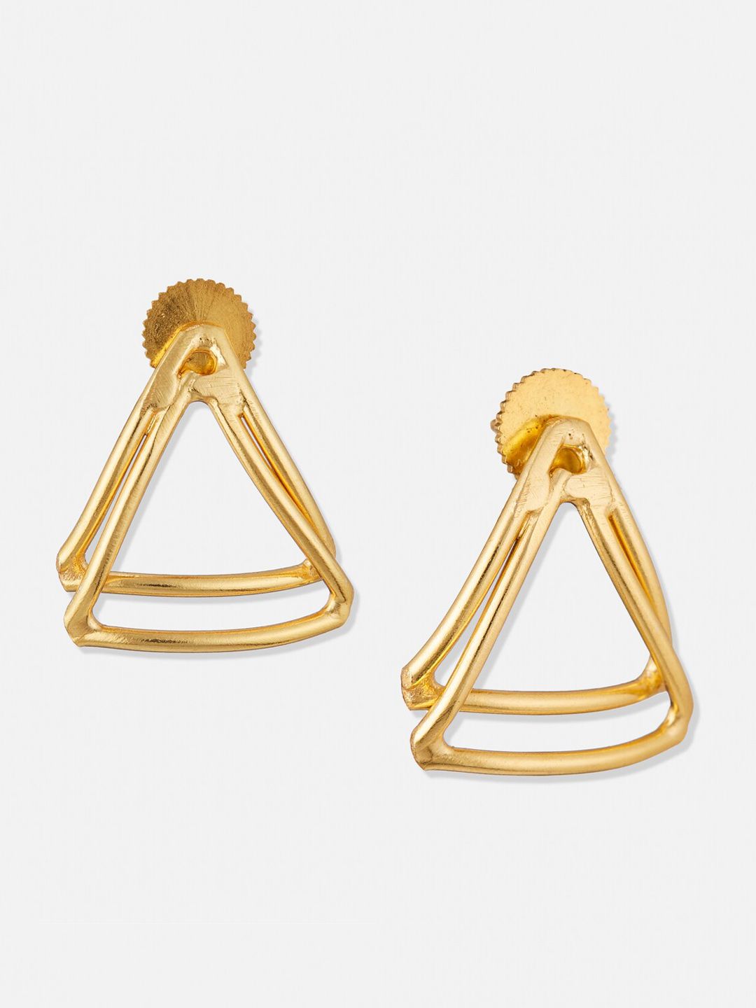 ATIBELLE Gold-Plated Triangular Studs Earrings