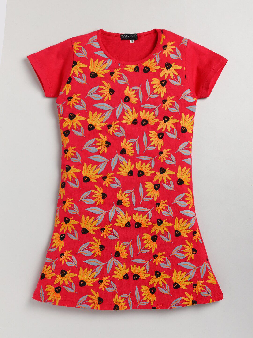 Todd N Teen Girls Floral Printed Pure Cotton Nightdress-image-38