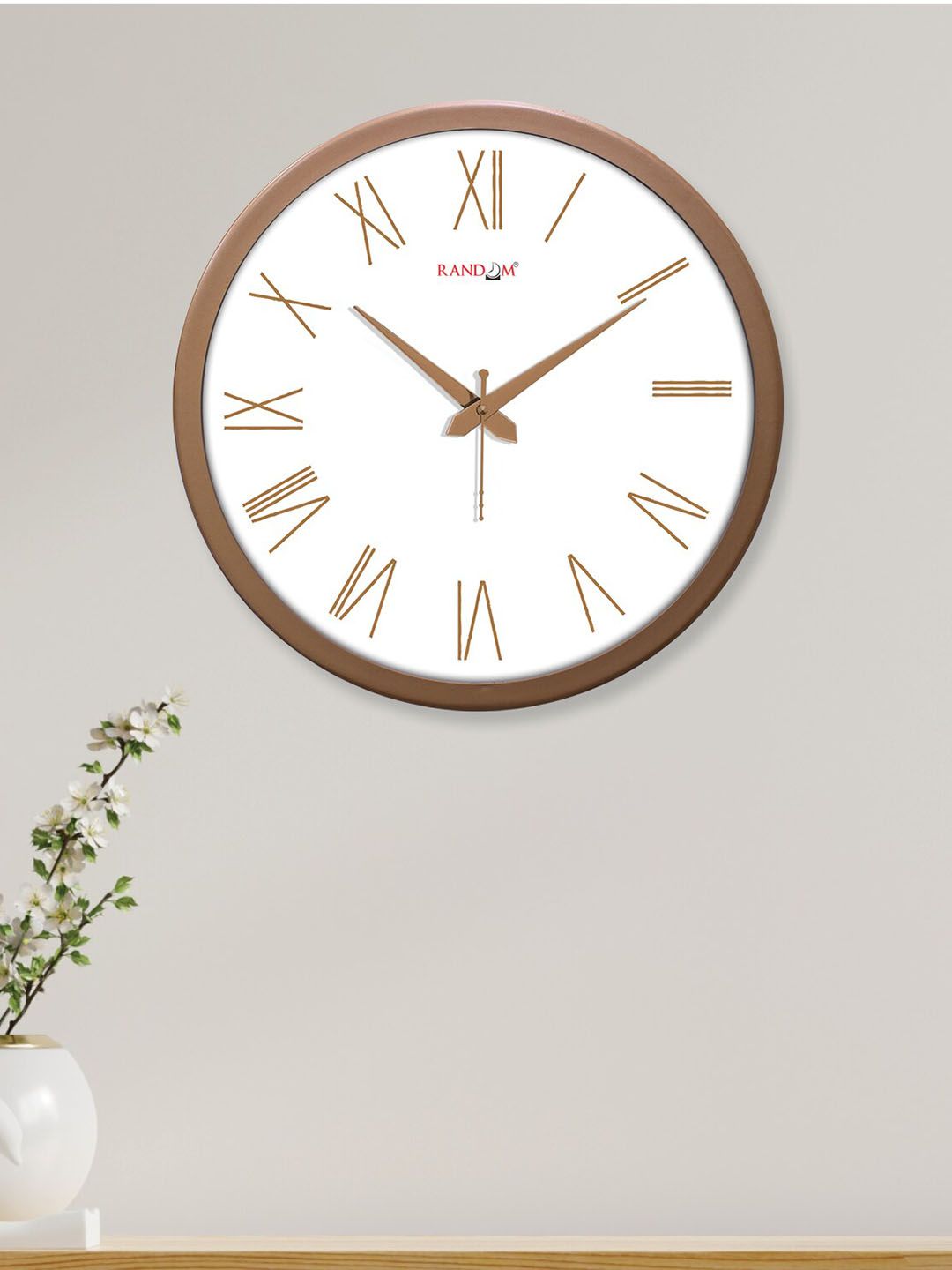 RANDOM Modern Stylish White & Copper-Toned Contemporary Wall Clock-picture-16
