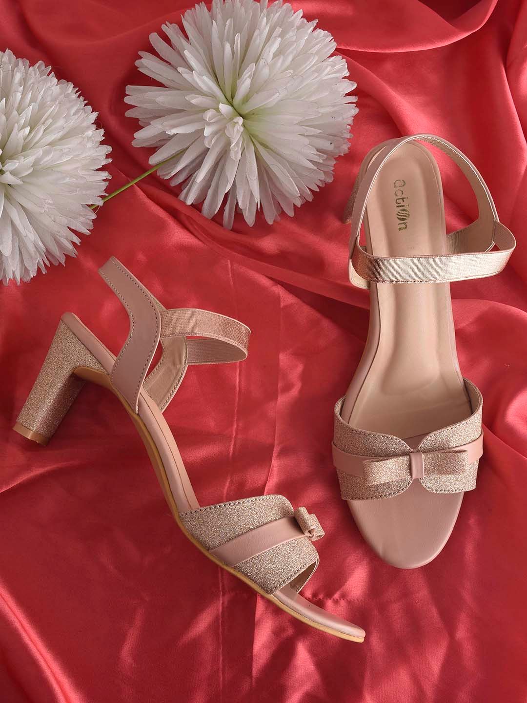 Action Embellished Open Toe Slim Heels With Bows-picture-39