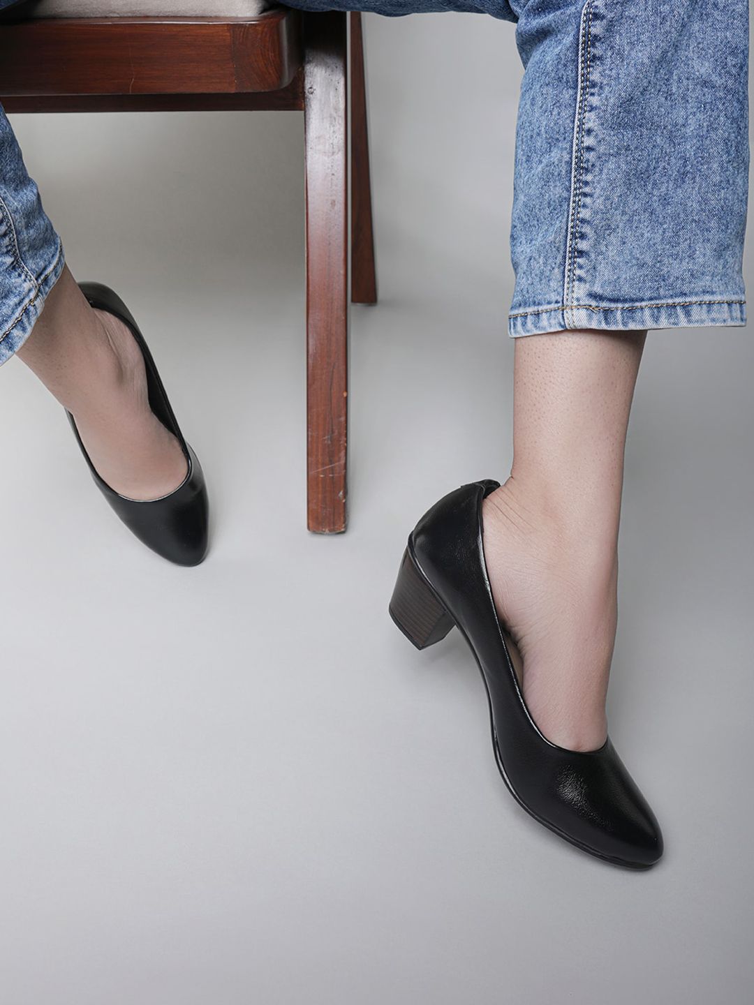 Shezone Textured Block Heel Pumps-picture-38