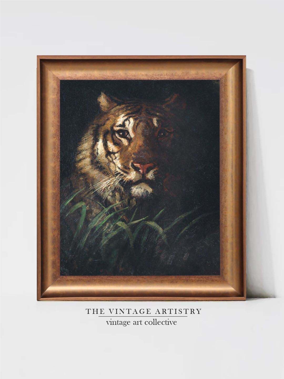 THE VINTAGE ARTISTRY Vintage Tiger Painting Wall Art-image-11
