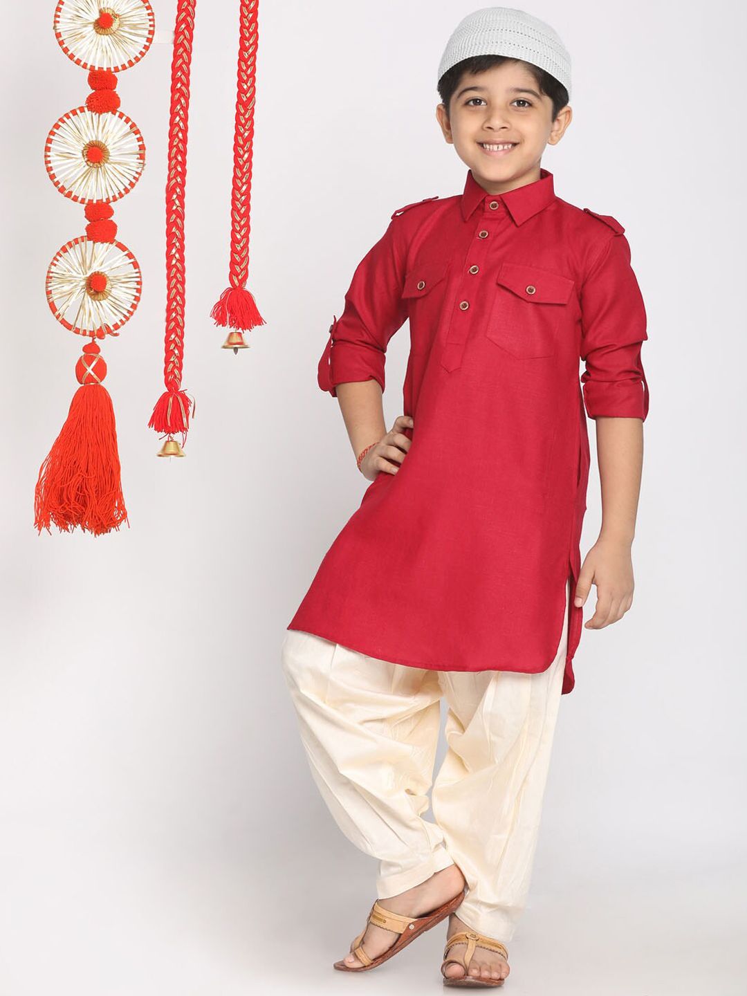 JBN Creation Boys Shirt Collar Pathani Kurta With Salwar-picture-58