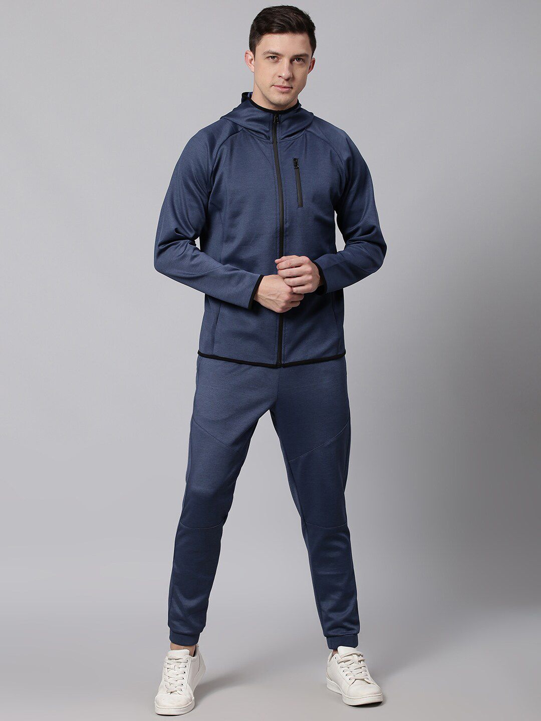 Slowave Hooded Pure Cotton Sweatshirt & Joggers Tracksuit-image-45