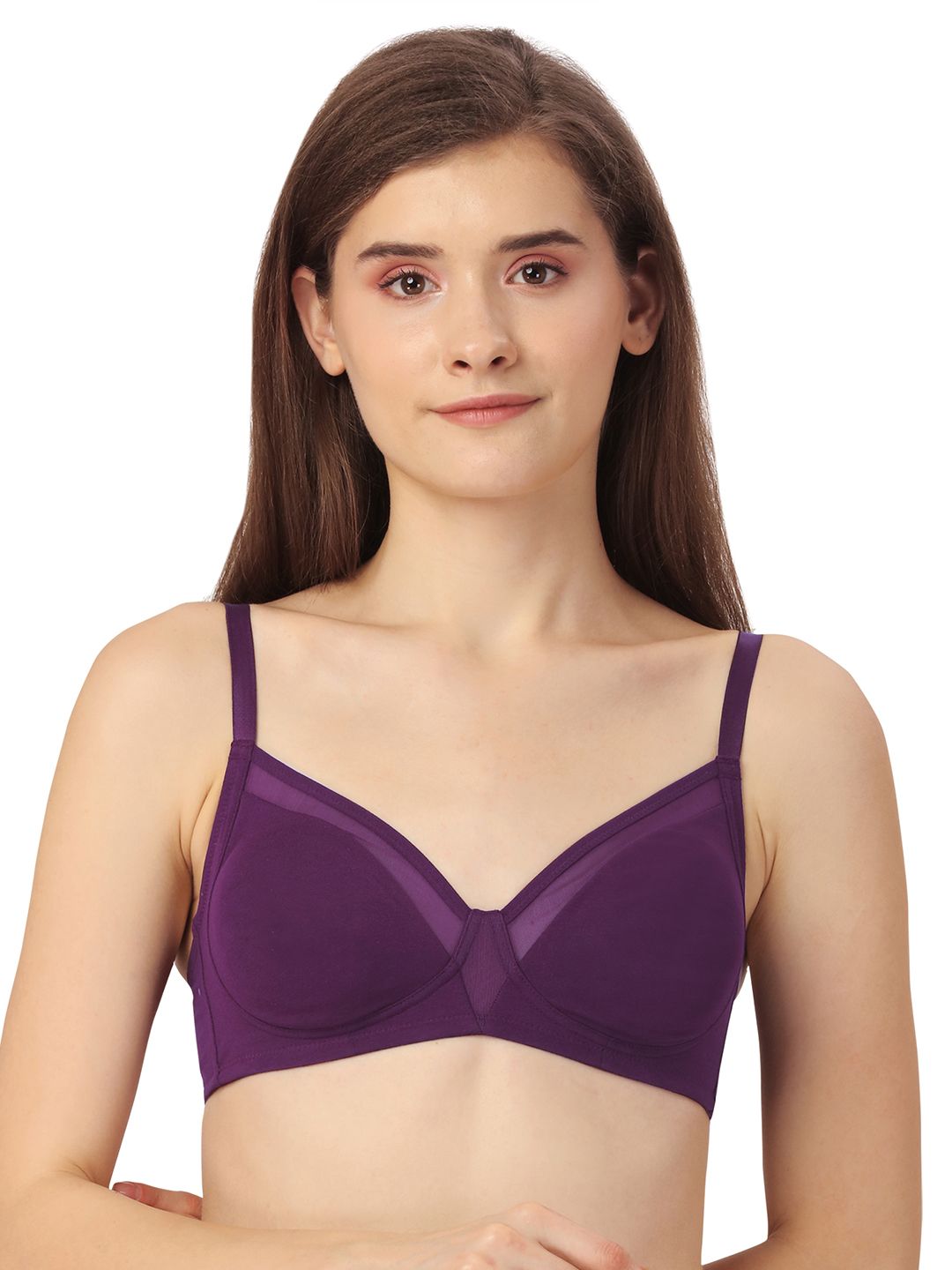 Soie Non Padded Non Wired Medium Coverage Cotton T-shirt Bra-picture-45