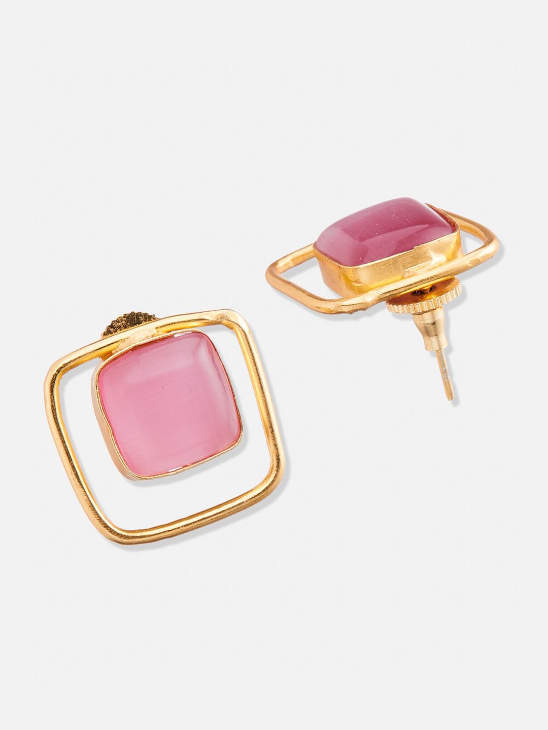 ATIBELLE Gold-Plated Stone-Studded Pendant & Chain With Earrings Set