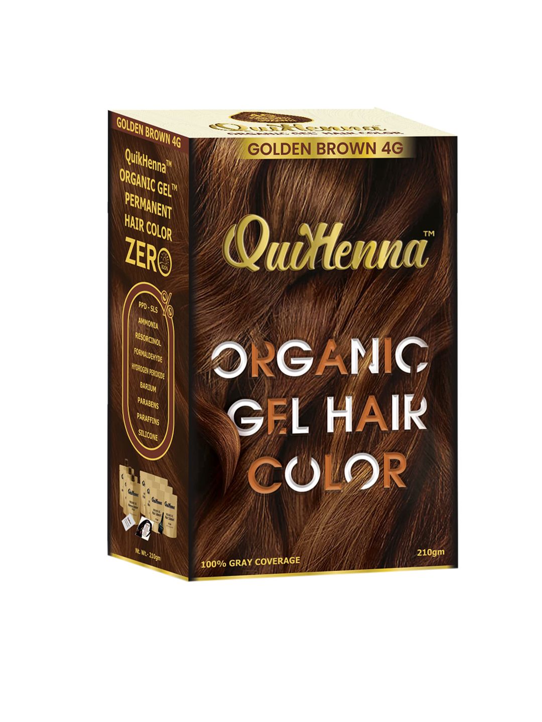 QUIKHENNA Organic Gel PPD & Ammonia Free Hair Colour 210 g - Golden Brown-image-44