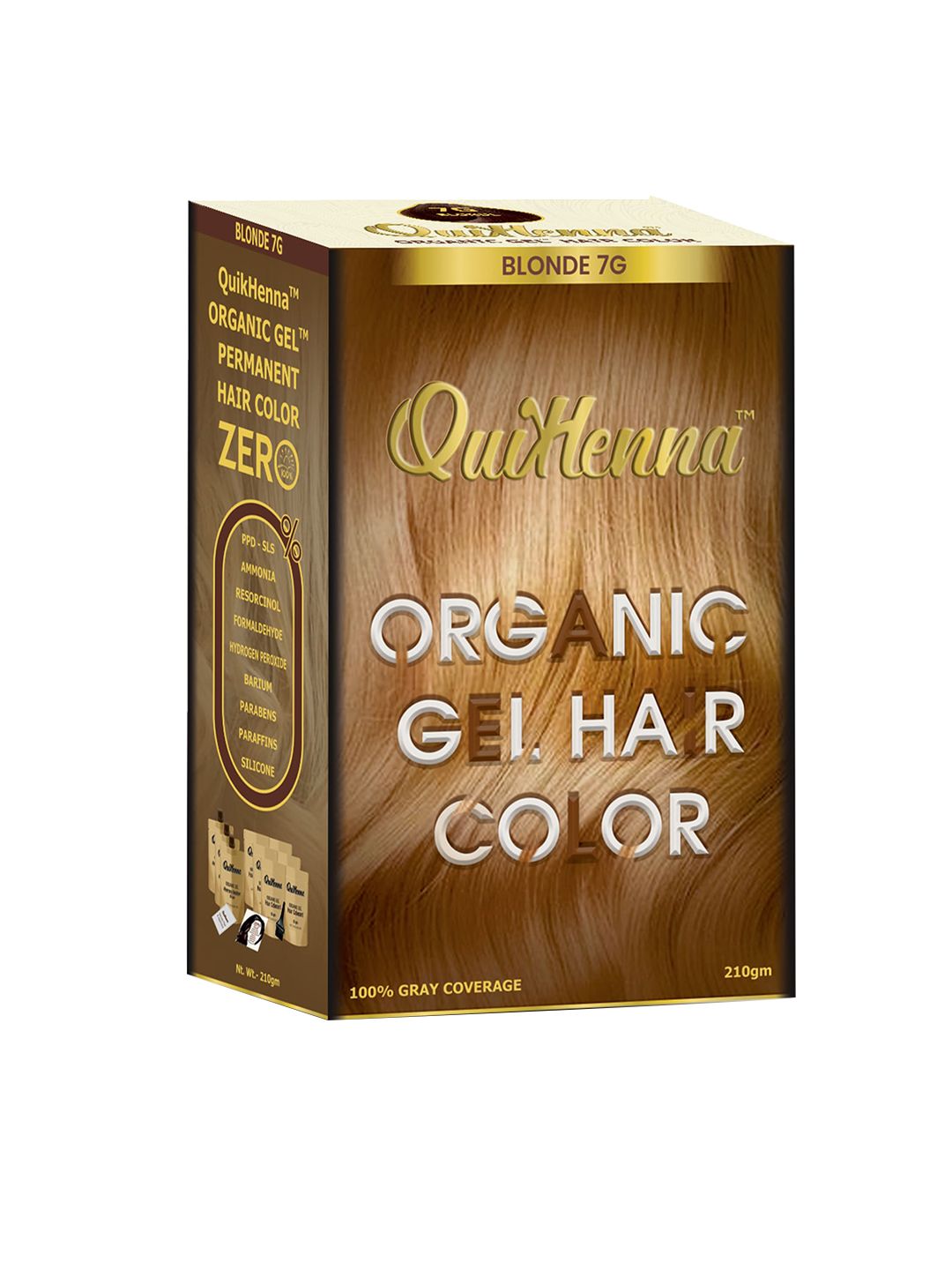 QUIKHENNA Organic Gel PPD & Ammonia Free Hair Colour 210gm - Blonde 7G-image-42