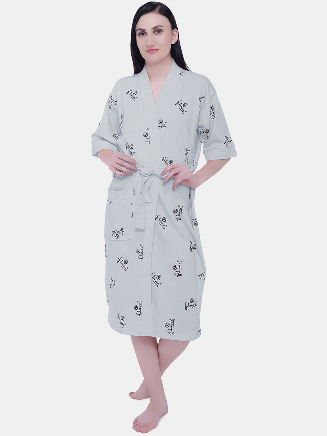 FILMAX ORIGINALS Logo Printed Pure Cotton Bath Robe-picture-12