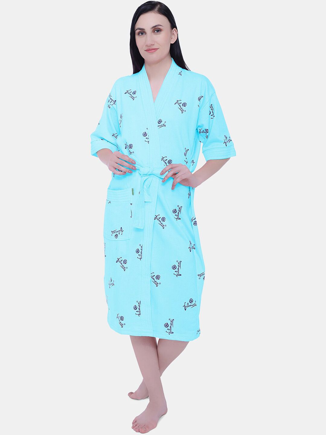 FILMAX ORIGINALS Brand Logo Printed Pure Cotton Bath Robe-picture-31
