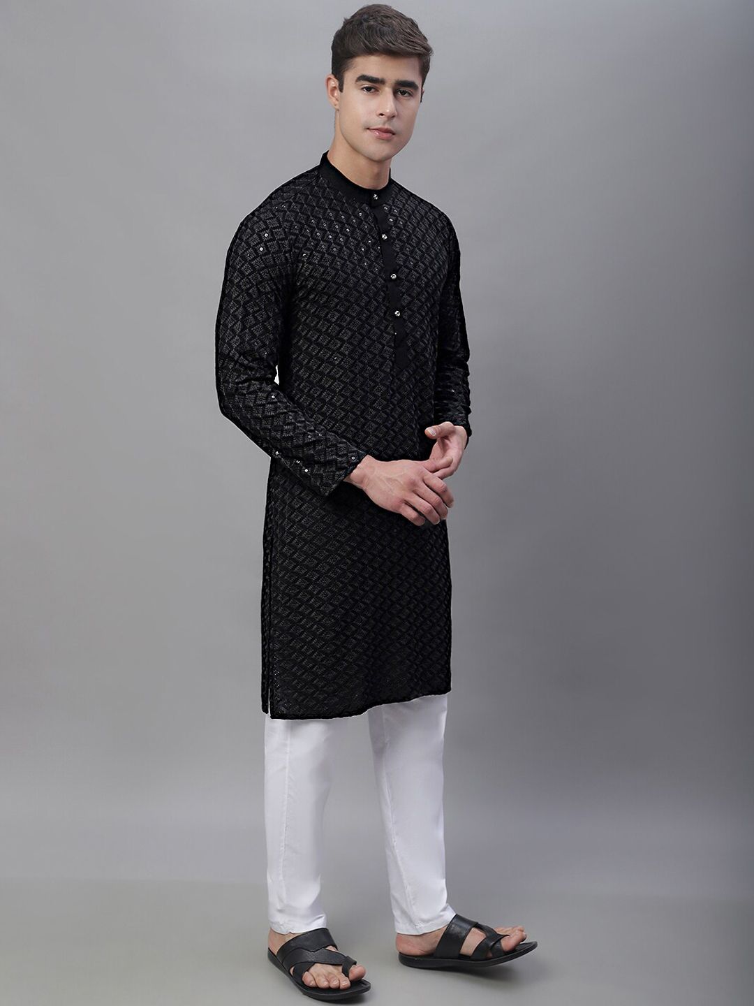 Barara Black & White Embroidered Kurta main image 0