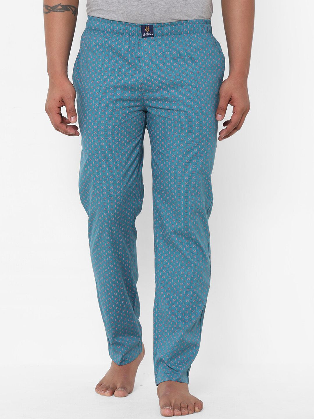URBAN SCOTTISH Men Printed Pure Cotton Mid-Rise Lounge Pants-picture-33