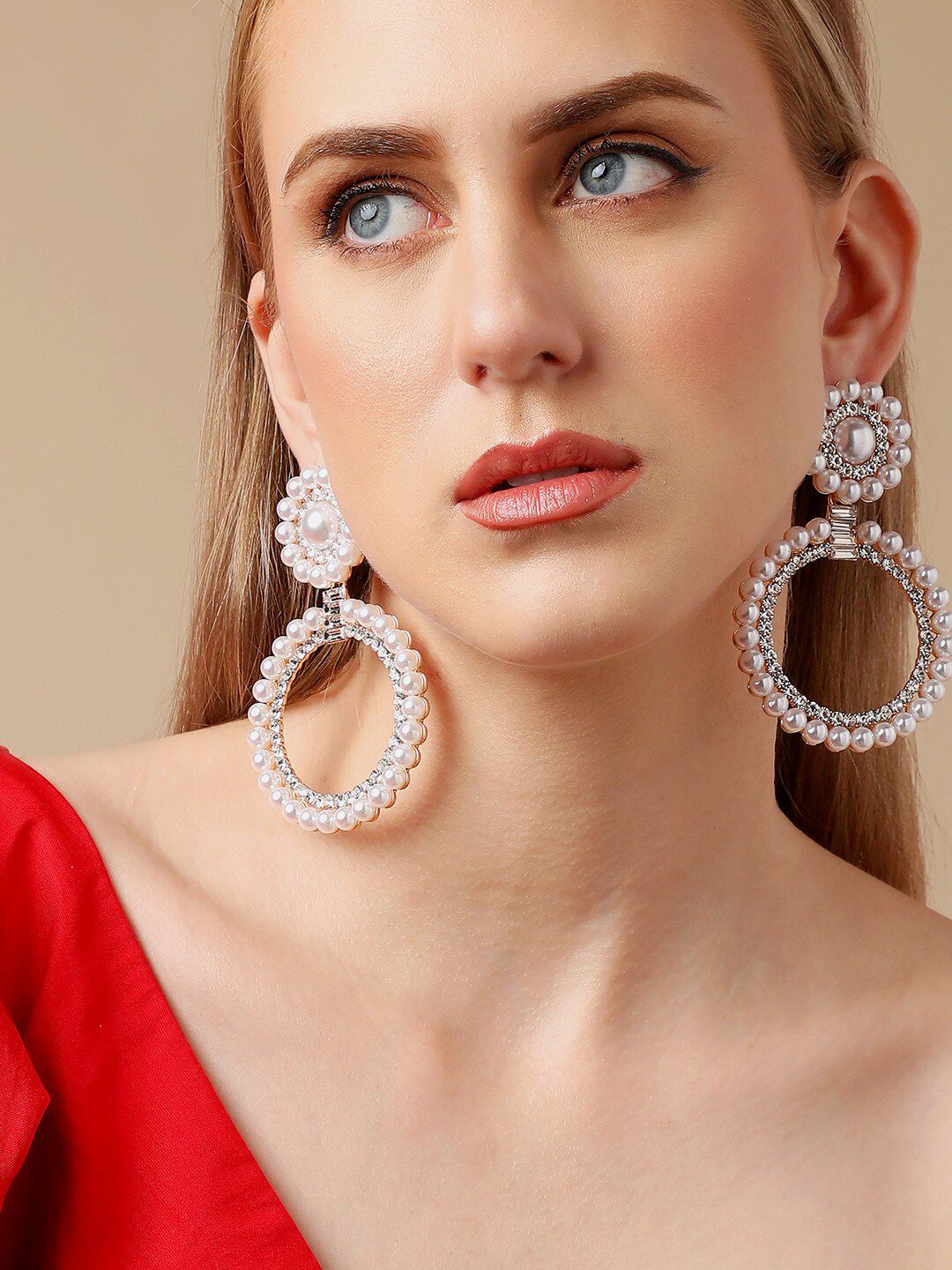 SOHI Gold-Plated Circular Drop Earrings-image-44