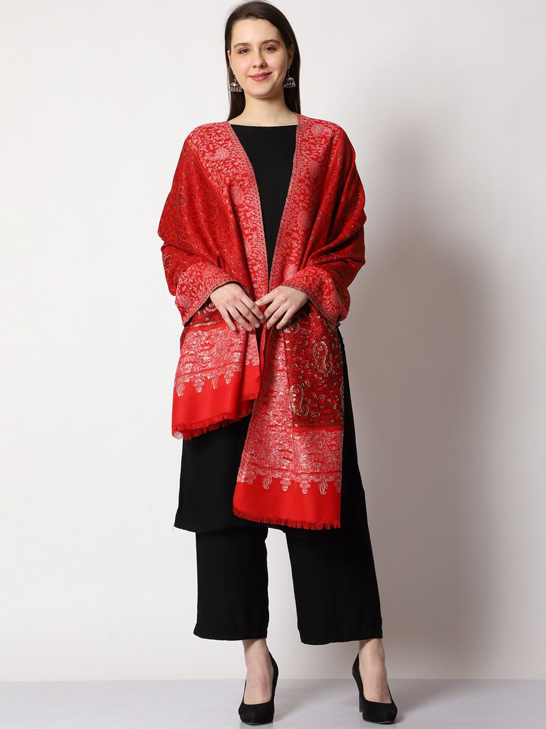 SWI Stylish Women Paisley Kaani Woven Design Shawl-picture-17