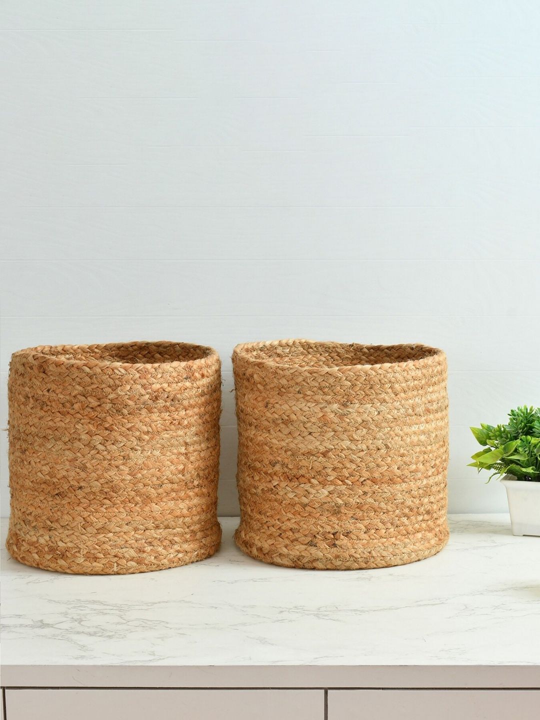 Homefab India Beige 2 Pieces Jute Planter Baskets-image-18