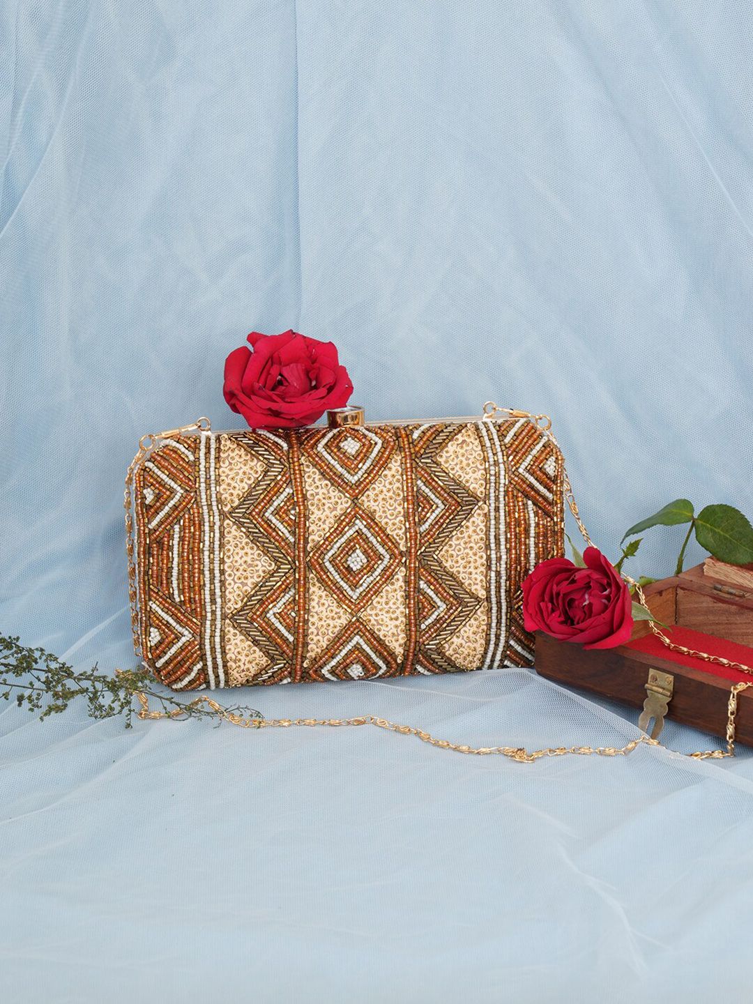 FABBHUE Embellished Box Clutch With Shoulder Strap-image-17