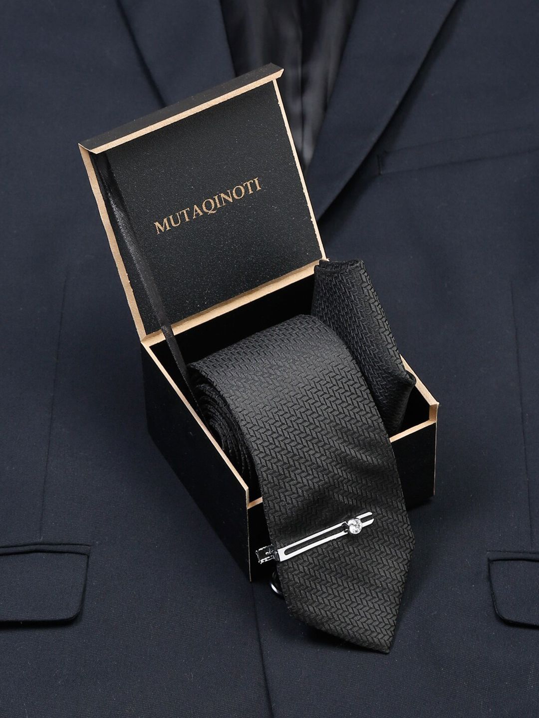 MUTAQINOTI Men Checkered Silk Necktie Accessory Gift Set-picture-21