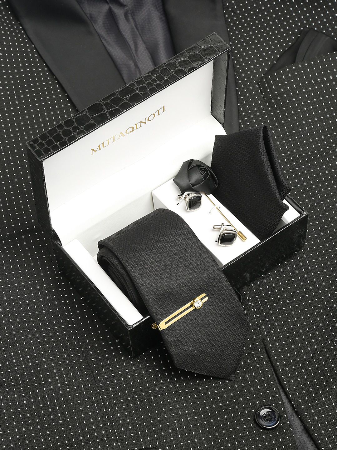 MUTAQINOTI Men Silk Necktie Accessory Gift Set-picture-38
