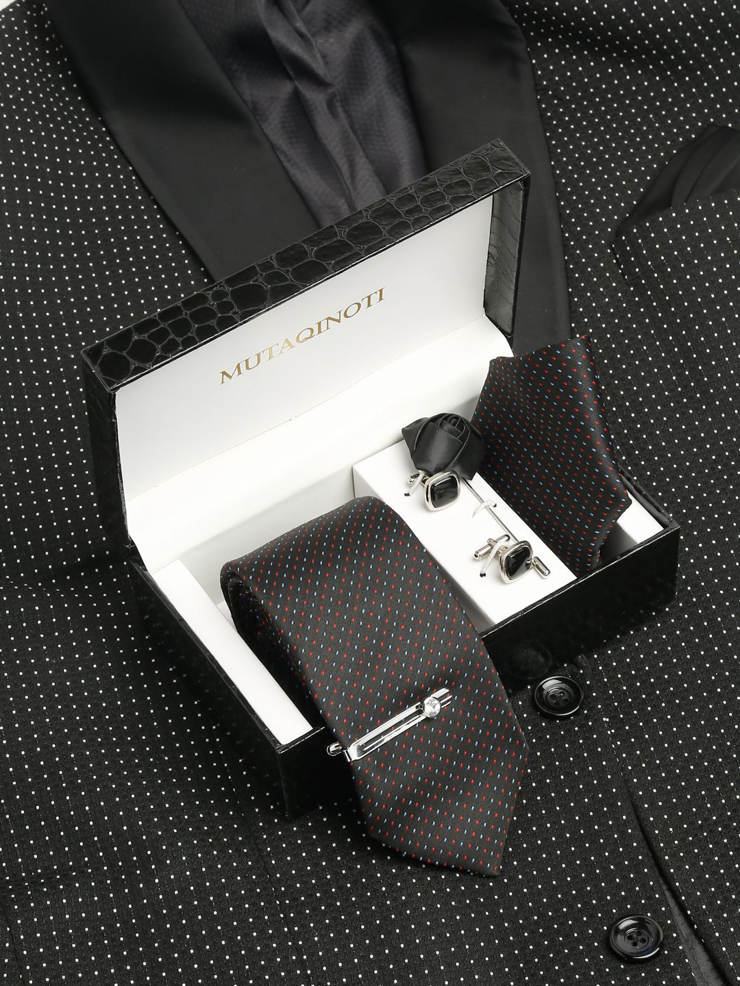 MUTAQINOTI Men Floral Silk Necktie Accessory Gift Set-picture-54