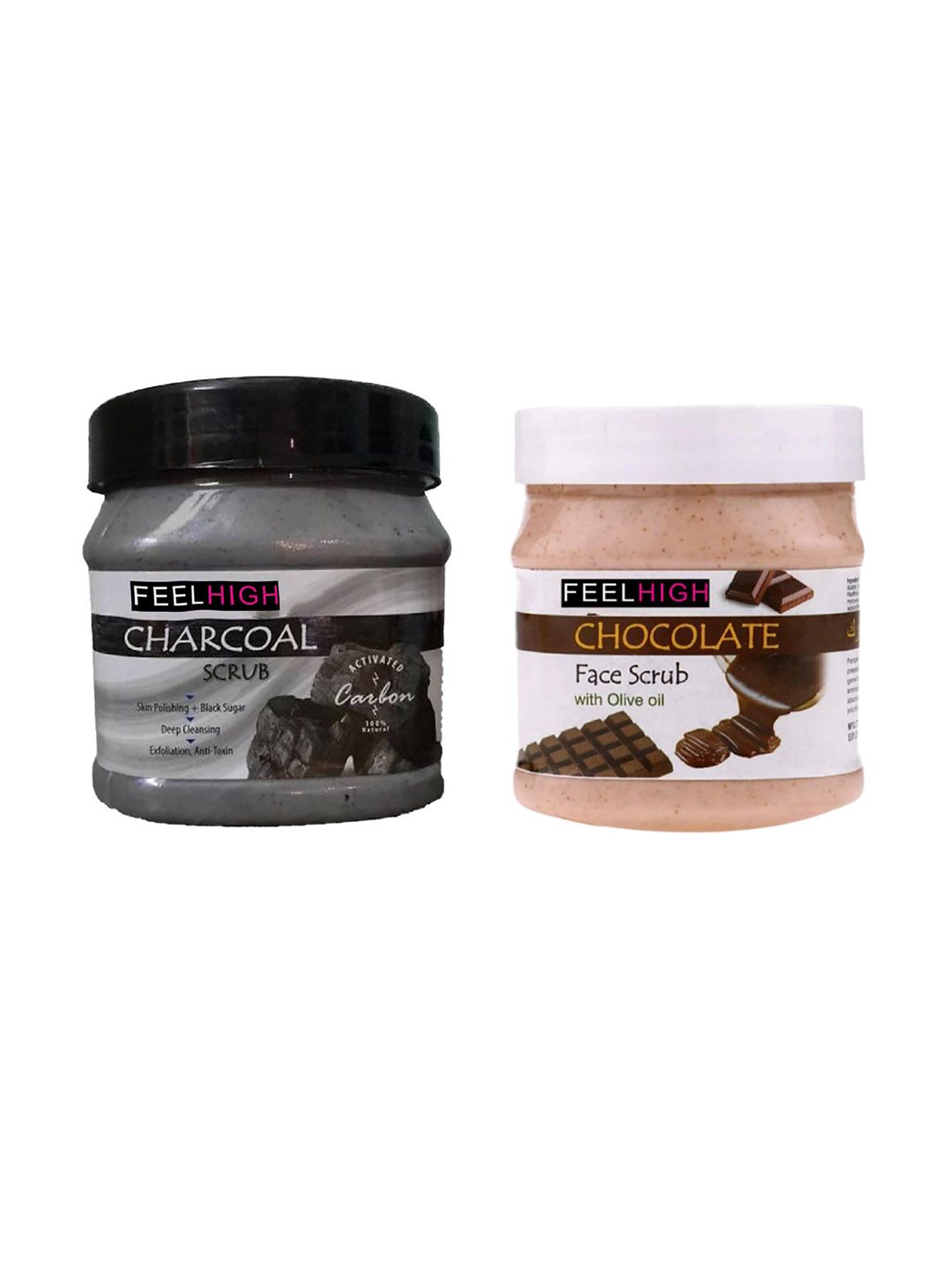 FEELHIGH Set Of 2 Chocolate With Olive Oil Scrub & Charcoal Face & Body Scrub-500 ml Each-image-34