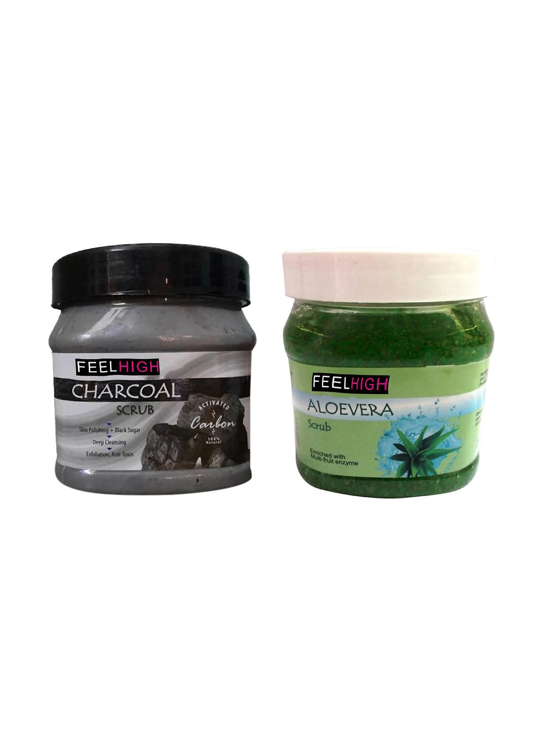FEELHIGH Set Of 2 Charcoal Scrub & Aloevera Scrub For Face & Body Exfoliators 500 ml Each-picture-30