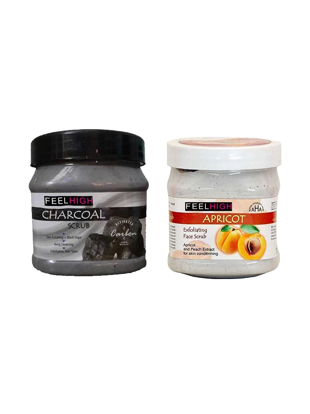 FEELHIGH Set Of 2 Charcoal Scrub & Apricot Scrub For Face & Body Exfoliators 500 ml Each-image-11