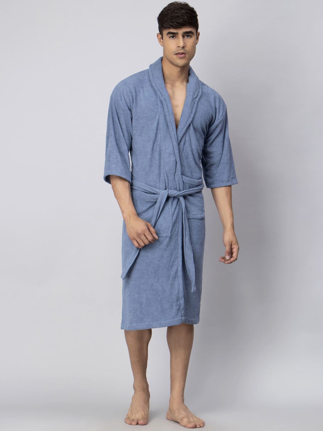 LacyLook Men Shawl Collar Bath Robe With Belt-picture-24