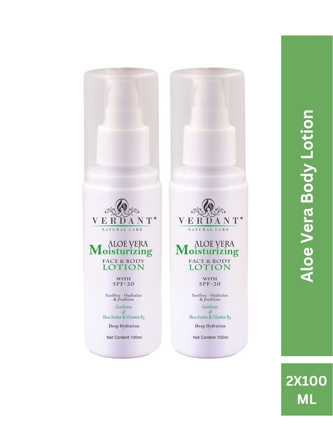 Verdant Natural Care Set Of 2 SPF 20 Aloe Vera Moisturising Body Lotions-100ml Each-image-42