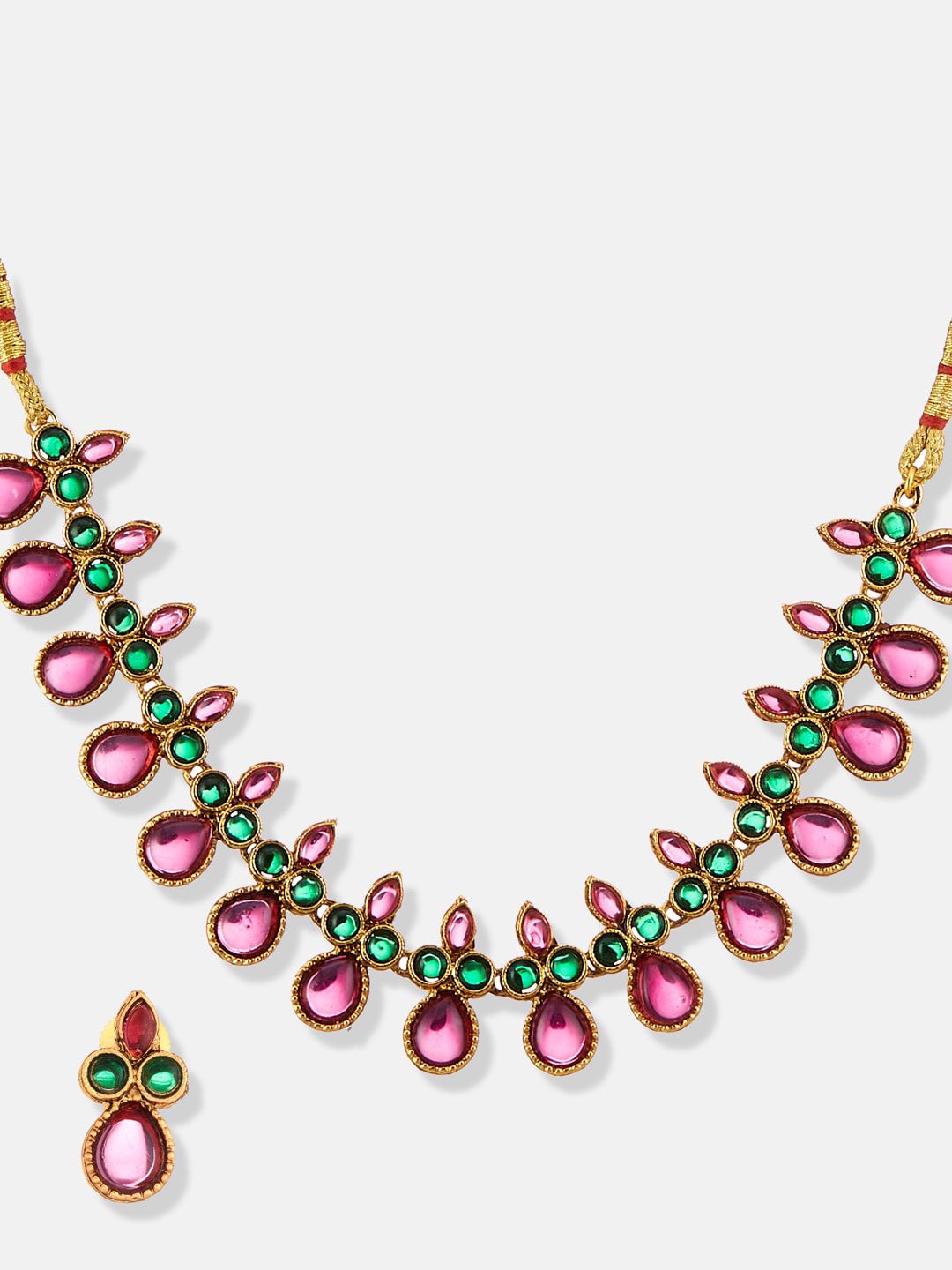ATIBELLE Gold-Plated Stone-Studded & Jewellery Set