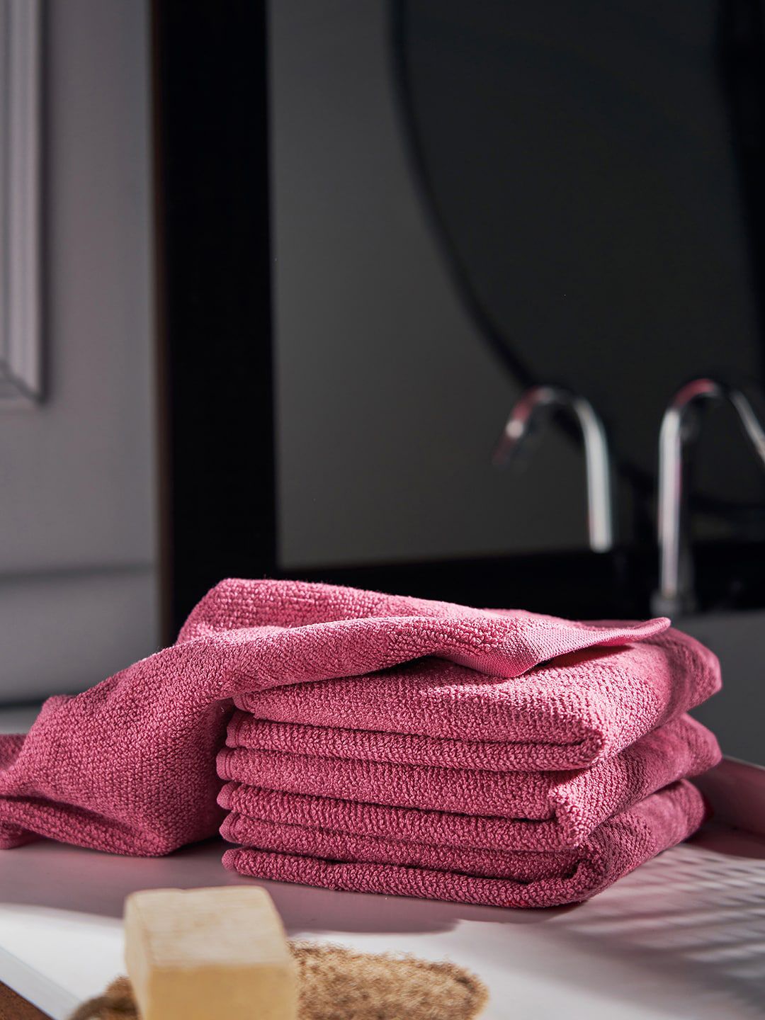 Pure Home and Living Pink 8 Pieces 550 GSM Cotton Face Towels