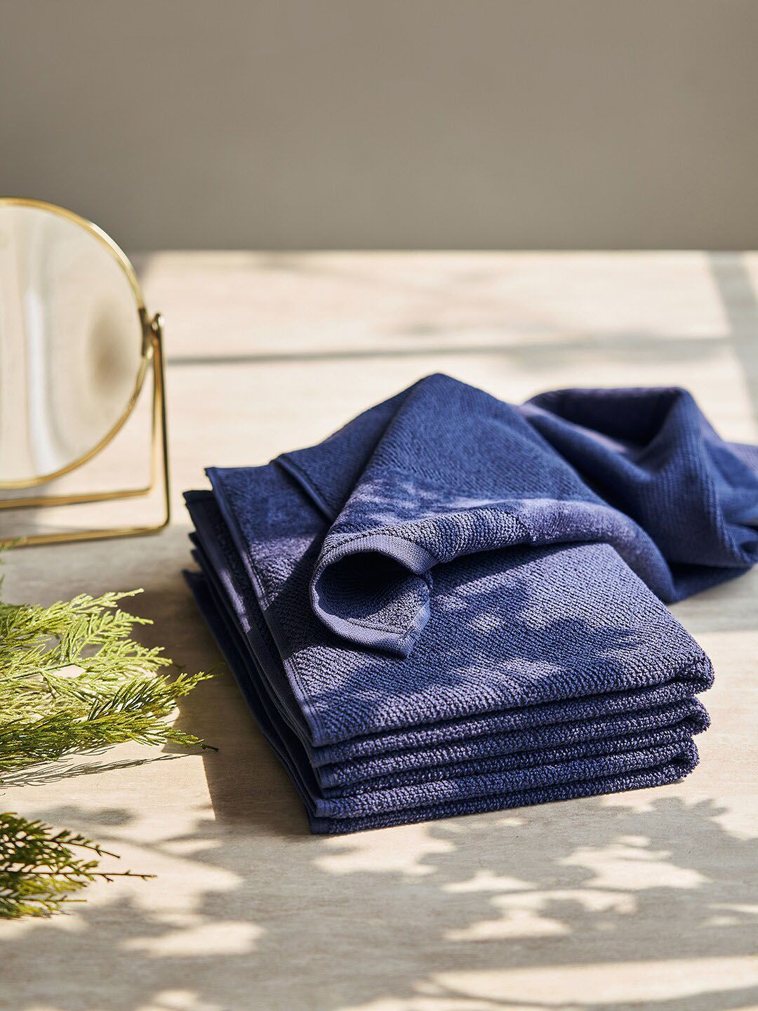 Pure Home and Living Blue 4 Pieces 550 GSM Cotton Hand Towels-picture-36
