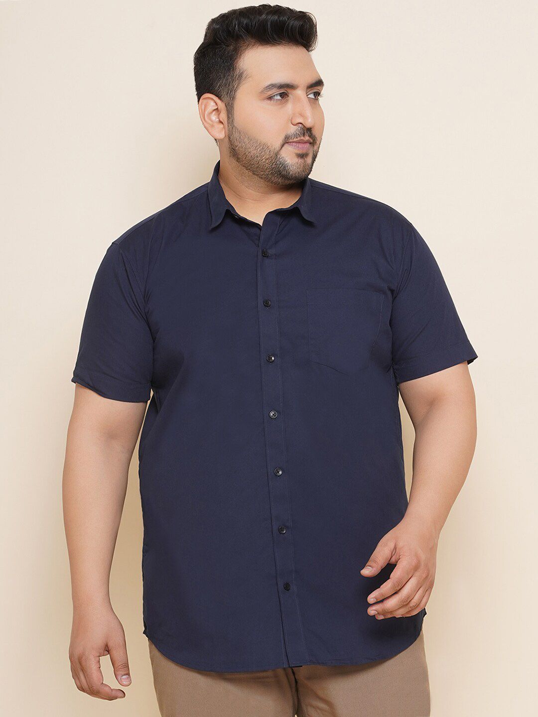 John Pride Plus Size Spread Collar Cotton Casual Shirt-picture-15