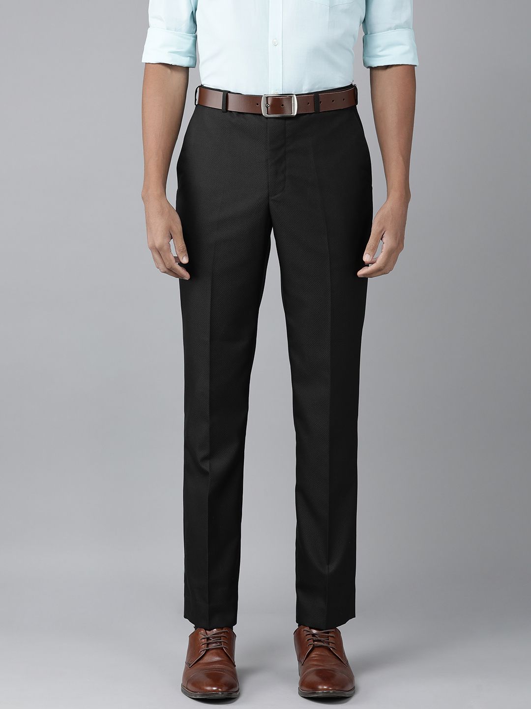 Park Avenue Men Self Design Textured Smart Slim Fit Formal Trousers-picture-30