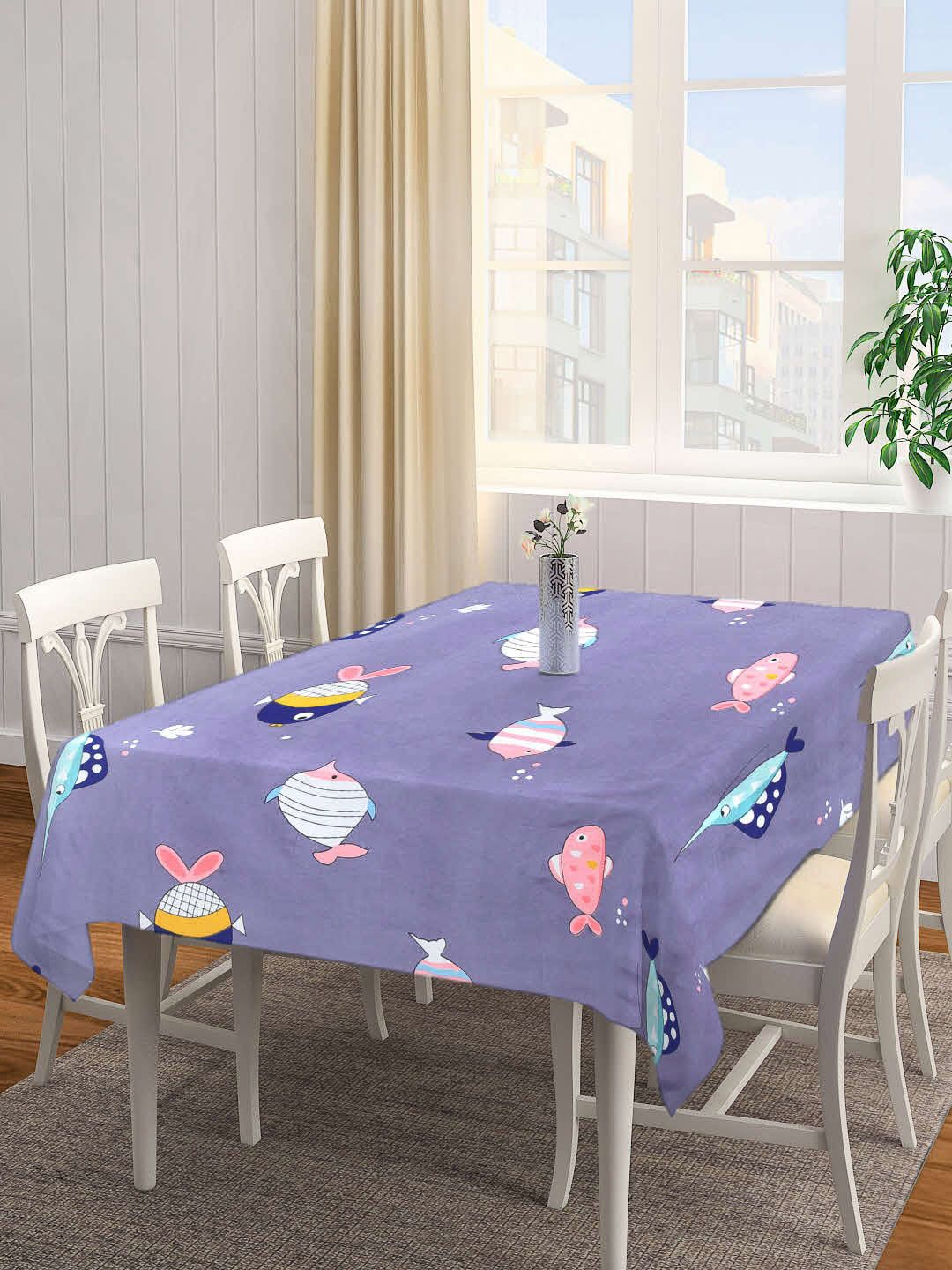 Arrabi Purple & Pink Conversational Printed 6-Seater Table Cover-picture-20