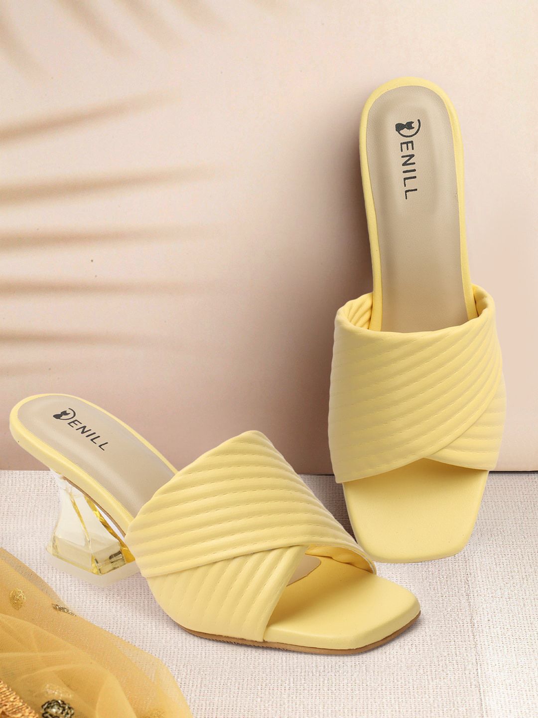 Denill Striped Triangle Block Heel Mules-picture-15