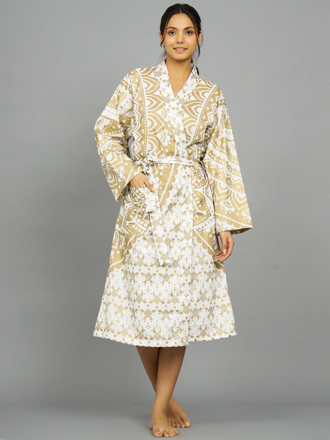 HANDICRAFT PALACE Ombre Printed Pure Cotton Bath Robe-picture-21