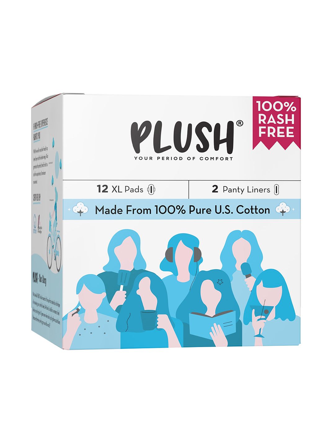 Plush 12-Pcs Pure US Cotton Ultra Thin Sanitary Pads Comes With 2 Free Panty Liners-image-24