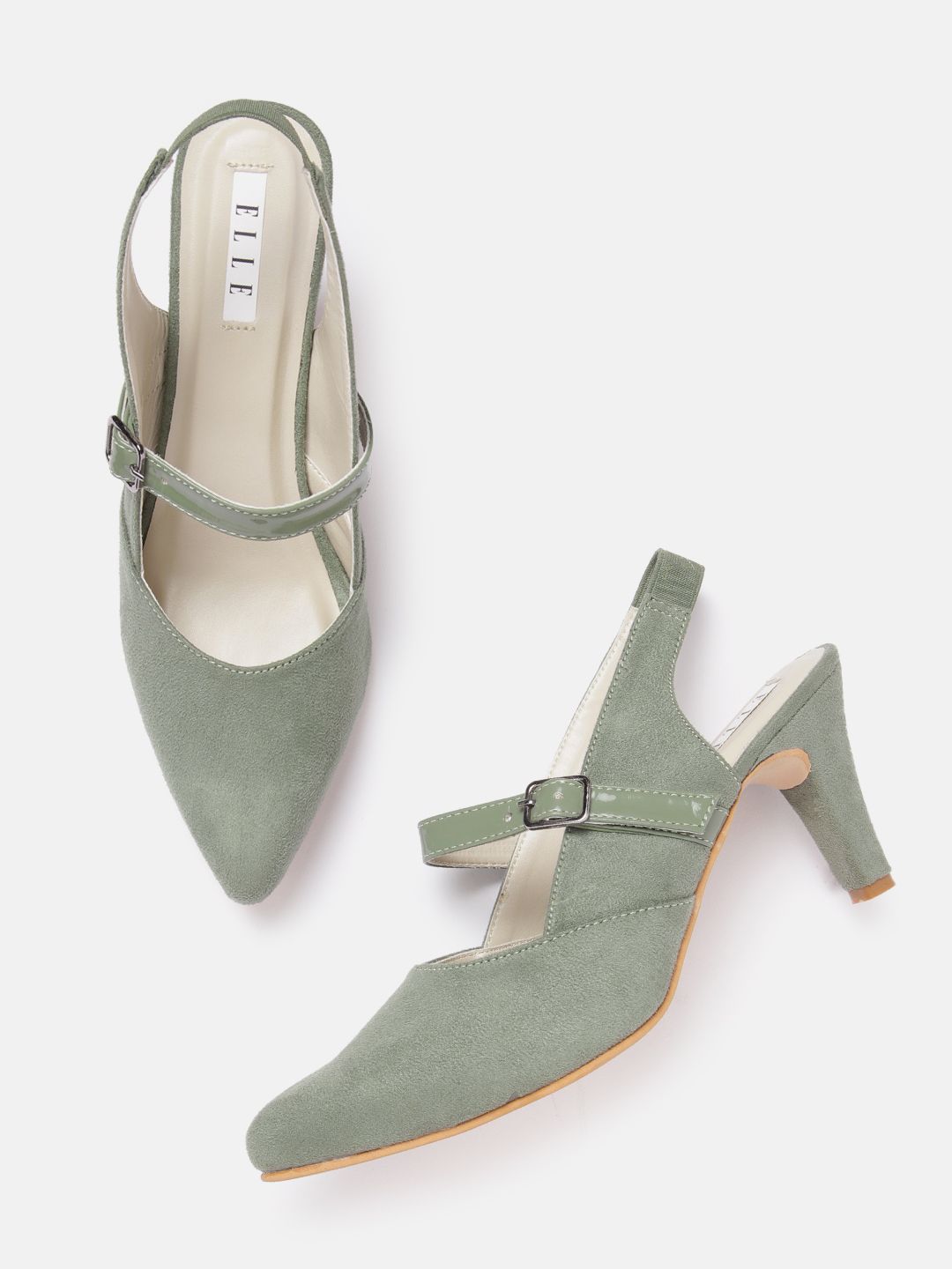 ELLE Women Velvety Finish Slim Heel Mules with Buckle Detail-picture-20