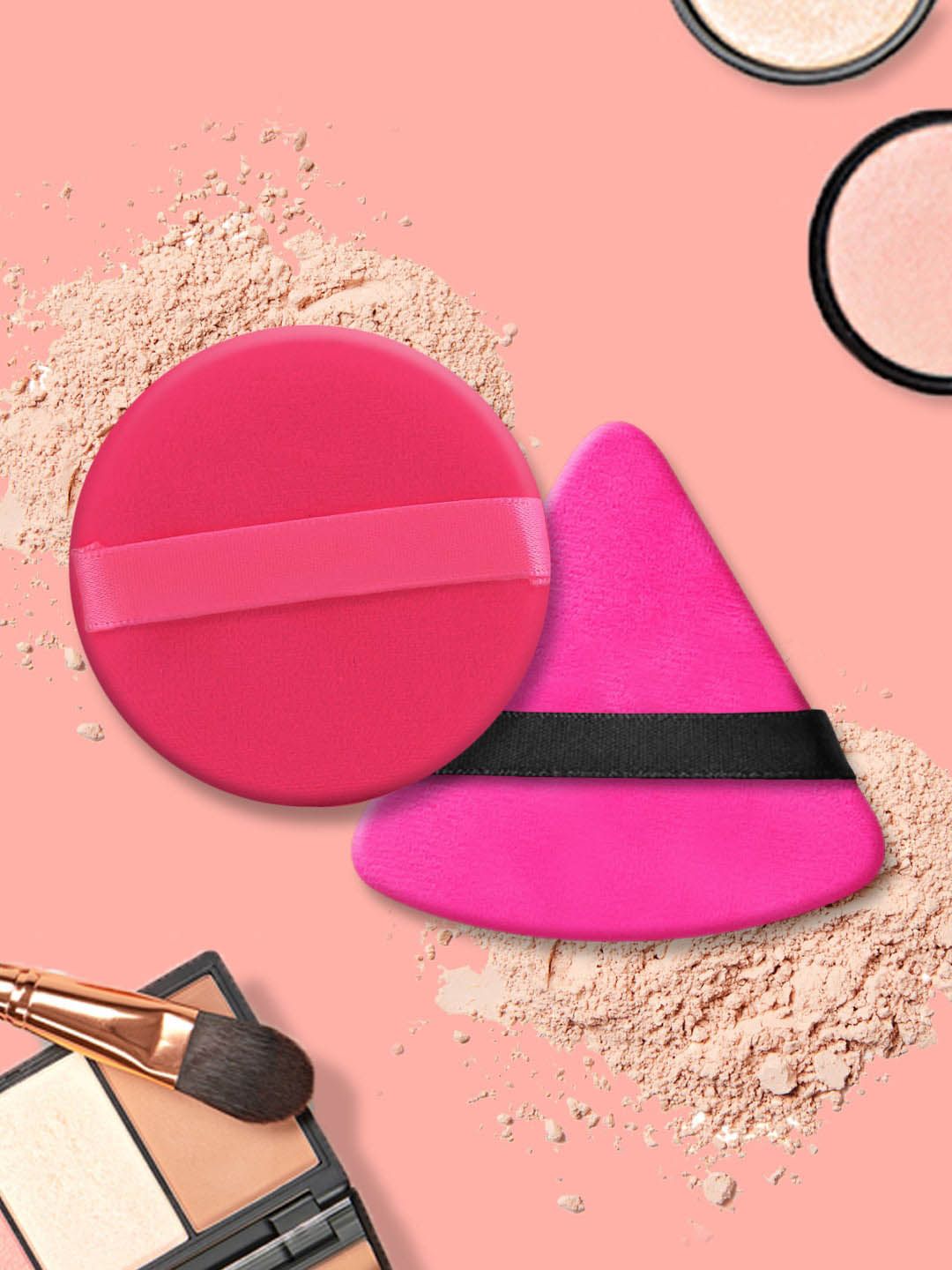 MATRA Set Of 2 Round & Triangle Powder Puffs With Strap-picture-20