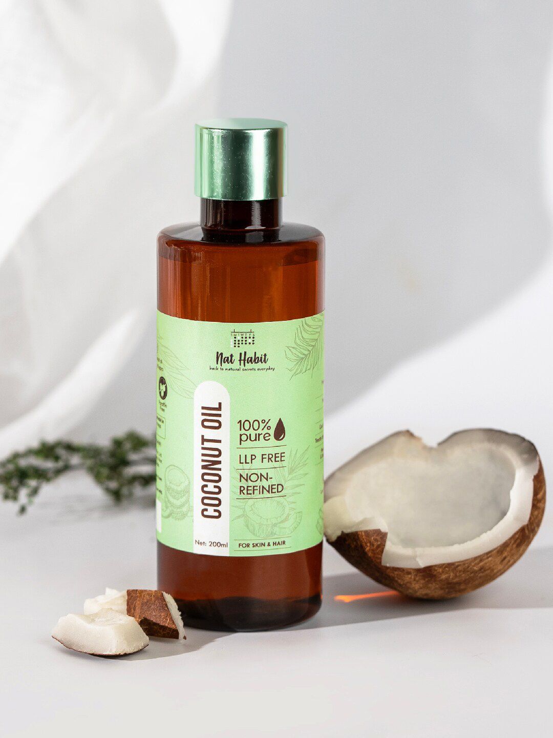 Nat Habit Non Refined LLP Free Pure Coconut Body Oil 200ml-picture-47